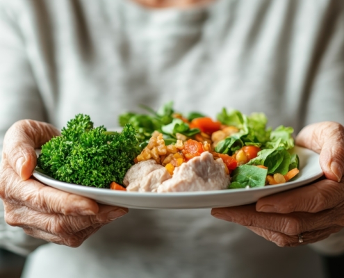 Frische Gemüsemahlzeit auf Teller | Sprossen kaufen