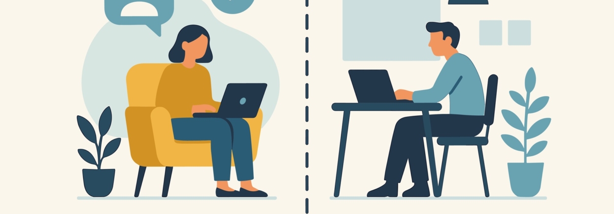 Remote und Büroarbeit in Illustration | Schreibtischgestell höhenverstellbar elektrisch